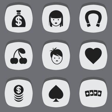 9 düzenlenebilir iş simgeler kümesi. Paran, kadın yüzü, üst üste para ve daha fazlası gibi simgeleri içerir. Web, mobil, UI ve Infographic tasarımı için kullanılabilir.