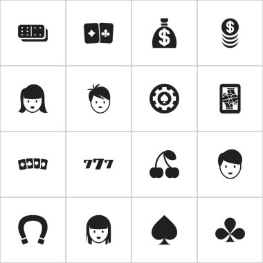 16 düzenlenebilir heyecan simgeler kümesi. Casino işçi, şanslı-7, kart takım elbise ve daha fazlası gibi simgeler içerir. Web, mobil, UI ve Infographic tasarımı için kullanılabilir.