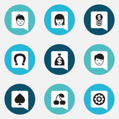 9 düzenlenebilir iş simgeler kümesi. Yığılmış para, kadın yüzü, paran ve daha fazlası gibi simgeler içerir. Web, mobil, UI ve Infographic tasarımı için kullanılabilir.