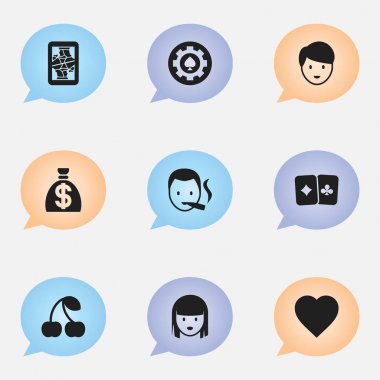 9 düzenlenebilir iş simgeler kümesi. Paran, Sigara içen, Casino işçi ve daha fazlası gibi simgeler içerir. Web, mobil, UI ve Infographic tasarımı için kullanılabilir.