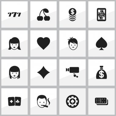 16 düzenlenebilir oyun simgeler kümesi. Bones oyun, kart çifti, çocuk ve daha fazlası gibi simgeler içerir. Web, mobil, UI ve Infographic tasarımı için kullanılabilir.