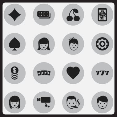 16 düzenlenebilir heyecan simgeler kümesi. Bones oyun, Casino işçi, siyah kalp ve daha fazlası gibi simgeler içerir. Web, mobil, UI ve Infographic tasarımı için kullanılabilir.