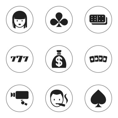 9 düzenlenebilir heyecan simgeler kümesi. Sigara içen, Cam, Shamrock ve daha fazla izleme gibi simgeler içerir. Web, mobil, UI ve Infographic tasarımı için kullanılabilir.