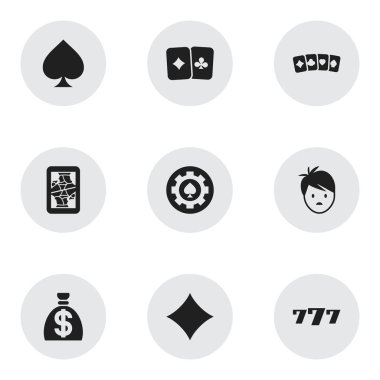 9 düzenlenebilir heyecan simgeler kümesi. Rhombus, şanslı-7, paran ve daha fazlası gibi simgeler içerir. Web, mobil, UI ve Infographic tasarımı için kullanılabilir.