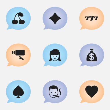 9 düzenlenebilir iş simgeler kümesi. Rhombus, sevgi, şanslı-7 ve daha fazla gibi simgeler içerir. Web, mobil, UI ve Infographic tasarımı için kullanılabilir.