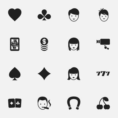 16 düzenlenebilir heyecan simgeler kümesi. Şans tılsımı, Cam, sevgi ve daha fazla izleme gibi simgeler içerir. Web, mobil, UI ve Infographic tasarımı için kullanılabilir.