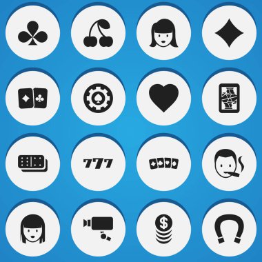 16 düzenlenebilir heyecan simgeler kümesi. Şans tılsımı, Sigara içen, sevgi ve daha fazla gibi simgeler içerir. Web, mobil, UI ve Infographic tasarımı için kullanılabilir.