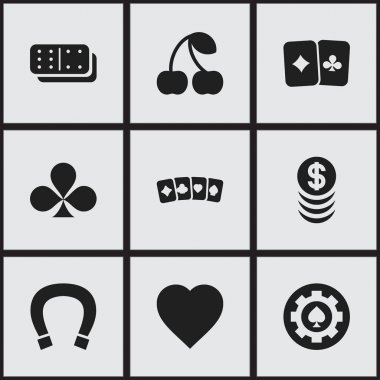 9 düzenlenebilir kumar simgeler kümesi. Kart Çift, aşk, kart takım elbise ve daha fazlası gibi simgeler içerir. Web, mobil, UI ve Infographic tasarımı için kullanılabilir.