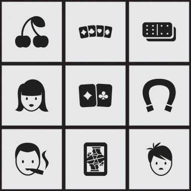 9 düzenlenebilir heyecan simgeler kümesi. Çocuk, kadın yüzü, Bones oyun ve daha fazlası gibi simgeler içerir. Web, mobil, UI ve Infographic tasarımı için kullanılabilir.