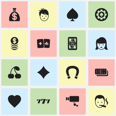 16 düzenlenebilir oyun simgeler kümesi. Aşk gibi simgeler yığılmış para, paran ve daha fazlasını içerir. Web, mobil, UI ve Infographic tasarımı için kullanılabilir.