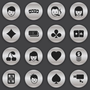 16 düzenlenebilir heyecan simgeler kümesi. Yığılmış para, aşk, kart takım elbise ve daha fazlası gibi simgeler içerir. Web, mobil, UI ve Infographic tasarımı için kullanılabilir.