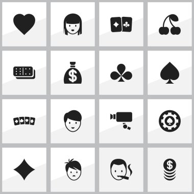 16 düzenlenebilir heyecan simgeler kümesi. Shamrock, kart takım elbise, izleme Cam ve daha birçok gibi simgeler içerir. Web, mobil, UI ve Infographic tasarımı için kullanılabilir.