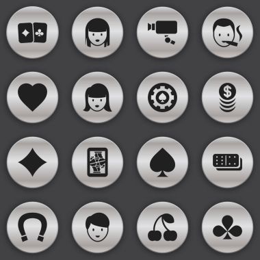 16 düzenlenebilir kumar simgeler kümesi. Aşk, kadın yüzü, siyah kalp ve daha fazlası gibi simgeler içerir. Web, mobil, UI ve Infographic tasarımı için kullanılabilir.