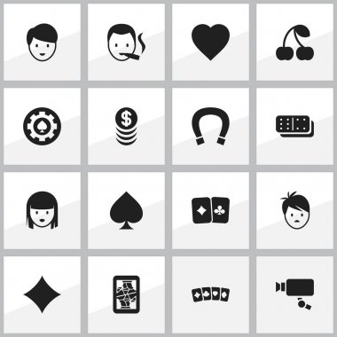 16 düzenlenebilir heyecan simgeler kümesi. Sembolleri Cam, çocuk, kadın yüzü ve daha fazla izleme gibi içerir. Web, mobil, UI ve Infographic tasarımı için kullanılabilir.