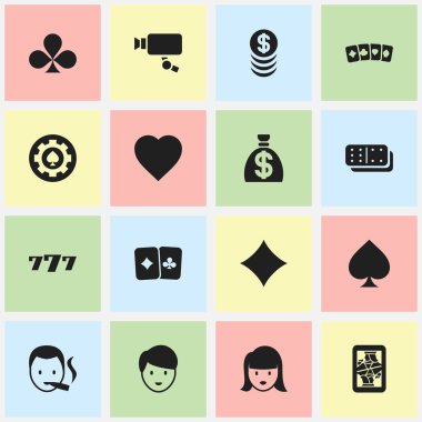 16 düzenlenebilir iş simgeler kümesi. Rhombus, Bones oyun, kadın yüzü ve daha fazlası gibi simgeler içerir. Web, mobil, UI ve Infographic tasarımı için kullanılabilir.