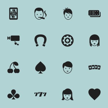16 düzenlenebilir iş simgeler kümesi. Blackjack, yonca, kadın yüzü ve daha fazlası gibi simgeler içerir. Web, mobil, UI ve Infographic tasarımı için kullanılabilir.