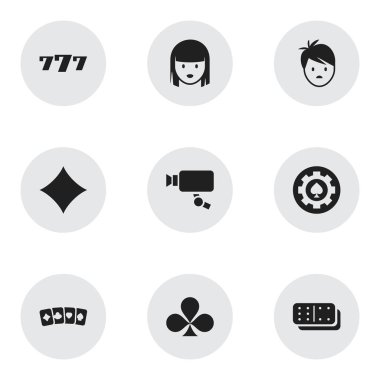 9 düzenlenebilir heyecan simgeler kümesi. Sembolleri Cam, şanslı-7, Shamrock ve daha fazla izleme gibi içerir. Web, mobil, UI ve Infographic tasarımı için kullanılabilir.