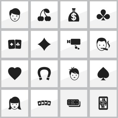 16 düzenlenebilir iş simgeler kümesi. Çocuk, paran, oyun kartı ve daha fazlası gibi simgeler içerir. Web, mobil, UI ve Infographic tasarımı için kullanılabilir.