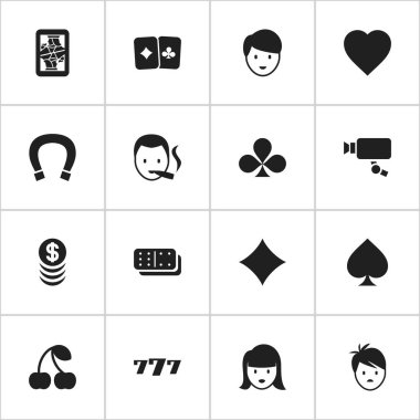 16 düzenlenebilir Casino simgeler kümesi. Casino işçi, kart çifti, üst üste para ve daha fazlası gibi simgeleri içerir. Web, mobil, UI ve Infographic tasarımı için kullanılabilir.