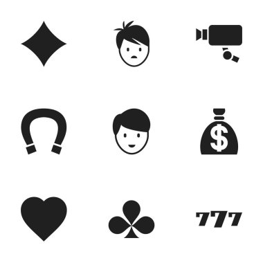 9 düzenlenebilir heyecan simgeler kümesi. Rhombus, yonca, şans tılsımı ve daha fazlası gibi simgeler içerir. Web, mobil, UI ve Infographic tasarımı için kullanılabilir.