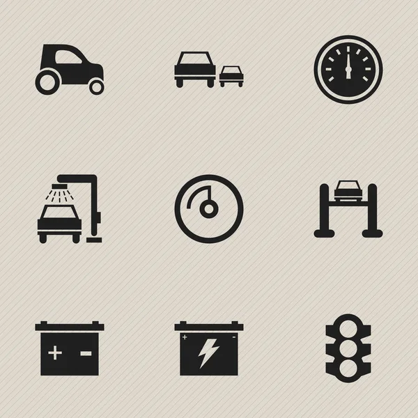 Set van 9 bewerkbare voertuig iconen. Bevat symbolen zoals Accumulator, voertuig auto, accu en meer. Kan worden gebruikt voor Web, Mobile, Ui en Infographic Design. — Stockvector