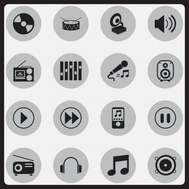 16 düzenlenebilir Multimedya simgeler kümesi. Durdur, ses, müzik ve daha fazlası gibi simgeler içerir. Web, mobil, UI ve Infographic tasarımı için kullanılabilir.