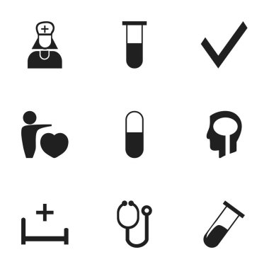 9 düzenlenebilir bakım simgeler kümesi. Mark, istihbarat, insan sevgi ve daha fazla gibi simgeler içerir. Web, mobil, UI ve Infographic tasarımı için kullanılabilir.