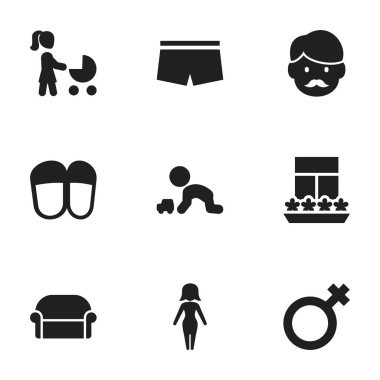 9 düzenlenebilir Kin simgeler kümesi. Balkon, ev ayakkabıları, kanepe ve daha fazlası gibi simgeler içerir. Web, mobil, UI ve Infographic tasarımı için kullanılabilir.