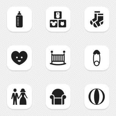 9 düzenlenebilir Kin simgeler kümesi. Sembolleri evli gibi koltuk, çocuk karyolası ve daha fazlasını içerir. Web, mobil, UI ve Infographic tasarımı için kullanılabilir.