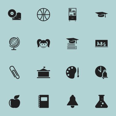 16 düzenlenebilir Üniversitesi simgeler kümesi. Okul yönetimi, Üniversitesi, elyaf ve daha fazlası gibi simgeler içerir. Web, mobil, UI ve Infographic tasarımı için kullanılabilir.
