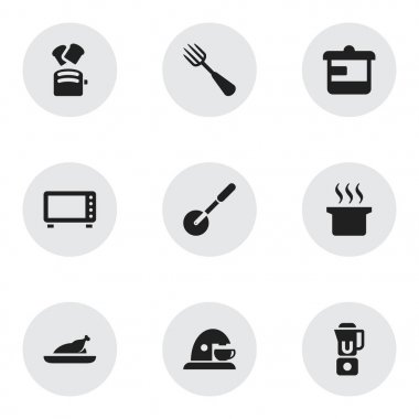 9 düzenlenebilir pişirme simgeler kümesi. Kupası, kızarmış tavuk, dilim ekmek ve daha fazlası gibi simgeler içerir. Web, mobil, UI ve Infographic tasarımı için kullanılabilir.