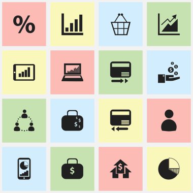 16 düzenlenebilir mantıksal simgeler kümesi. Kar, daire diyagram, iletim ve daha fazlası gibi simgeler içerir. Web, mobil, UI ve Infographic tasarımı için kullanılabilir.