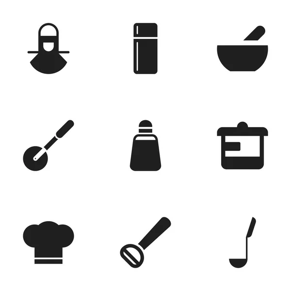 Set von 9 editierbaren Kochsymbolen. enthält Symbole wie Paprika, Suppe, Schale und mehr. kann für Web-, Mobil-, UI- und Infografik-Design verwendet werden. — Stockvektor