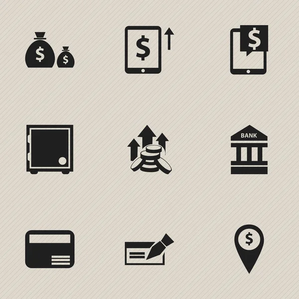 Sada 9 upravitelné Finance ikon. Obsahuje symboly jako například vložit peníze, kreditní kartu, serveru Exchange a další. Lze použít pro webové, mobilní, Ui a infografika Design. — Stockový vektor