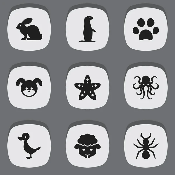 Set de 9 iconos de la naturaleza editables. Incluye símbolos tales como ovejas, tentáculo, frente y más. Puede ser utilizado para el diseño de la tela, móvil, interfaz de usuario e infografía . — Archivo Imágenes Vectoriales