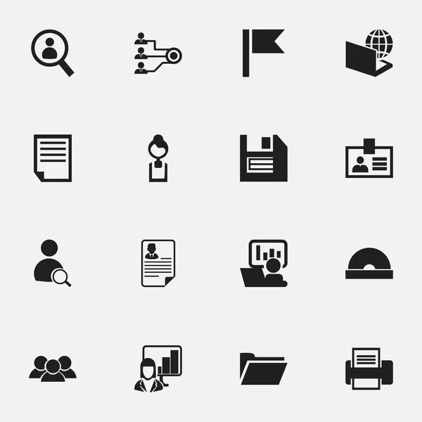 Set Of 16 Editable Office Icons. Includes Symbols Such As Document, File, Group And More. Can Be Used For Web, Mobile, UI And Infographic Design. — Stock Vector