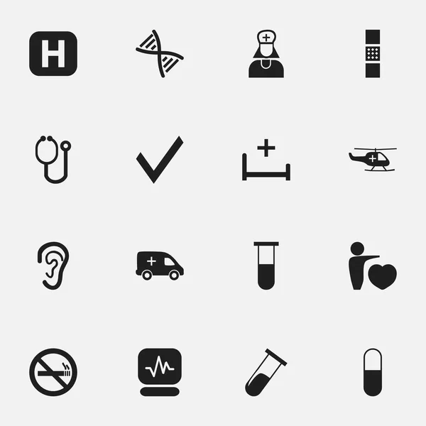 Set van 16 bewerkbare gezondheid iconen. Bevat symbolen zoals analyse Container, luister, menselijke liefde en meer. Kan worden gebruikt voor Web, Mobile, Ui en Infographic Design. — Stockvector