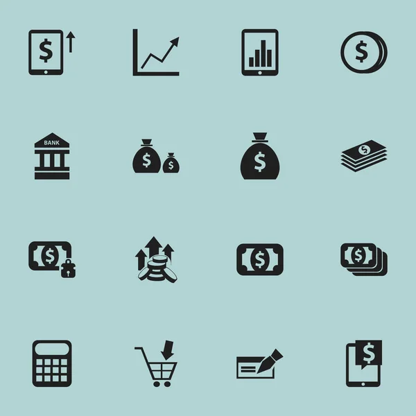 Sada 16 upravitelné Finance ikon. Obsahuje symboly jako například vložit peníze, Diagram, babek a další. Lze použít pro webové, mobilní, Ui a infografika Design. — Stockový vektor