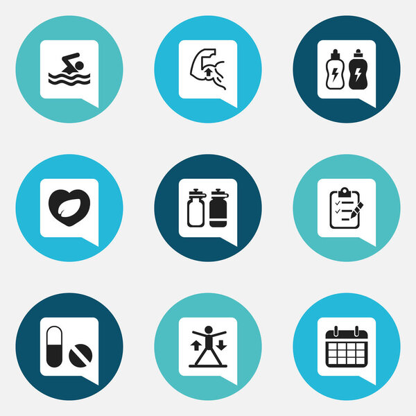 Set Of 9 Editable Training Icons. Includes Symbols Such As Leaf In Heart, Training, Questionnaire And More. Can Be Used For Web, Mobile, UI And Infographic Design.