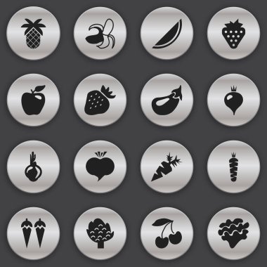 16 düzenlenebilir tatlı simgeler kümesi. Cherry, patlıcan, biber ve daha fazlası gibi simgeler içerir. Web, mobil, UI ve Infographic tasarımı için kullanılabilir.