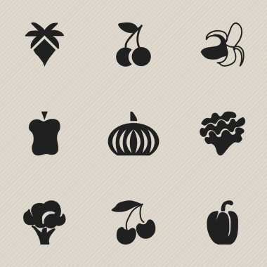 9 düzenlenebilir tatlı simgeler kümesi. Cennet elması, Palm, kabak ve daha fazlası gibi simgeler içerir. Web, mobil, UI ve Infographic tasarımı için kullanılabilir.