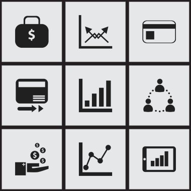 9 düzenlenebilir Hayatinizda simgeler kümesi. Para çantası, grafik bilgilerini, iletim ve daha fazlası gibi simgeler içerir. Web, mobil, UI ve Infographic tasarımı için kullanılabilir.