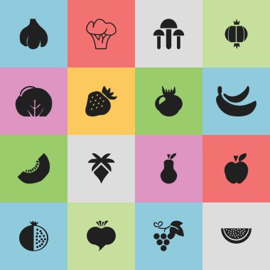 16 düzenlenebilir Berry simgeler kümesi. Turp, granat, düşeş ve daha fazlası gibi simgeler içerir. Web, mobil, UI ve Infographic tasarımı için kullanılabilir.