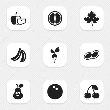 9 düzenlenebilir mutfak eşyaları simgeler kümesi. Şalgam, Hindistan cevizi, portakal dilimi ve daha fazlası gibi simgeler içerir. Web, mobil, UI ve Infographic tasarımı için kullanılabilir.