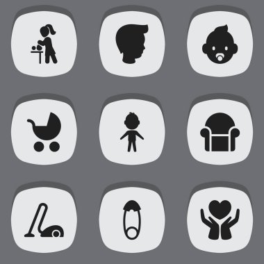 9 düzenlenebilir yakınları simgeler kümesi. Simgeleri gibi Sweeper, çocuk, anne ile bebek ve daha fazlasını içerir. Web, mobil, UI ve Infographic tasarımı için kullanılabilir.