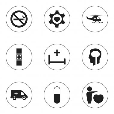 9 düzenlenebilir bakım simgeler kümesi. Stop duman, istihbarat, uyuşturucu ve daha fazlası gibi simgeler içerir. Web, mobil, UI ve Infographic tasarımı için kullanılabilir.