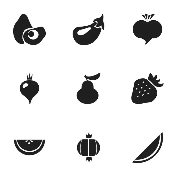 Set de 9 iconos de bayas editables. Incluye símbolos como nabo, bulbo, fresa y más. Puede ser utilizado para el diseño de la tela, móvil, interfaz de usuario e infografía . — Vector de stock