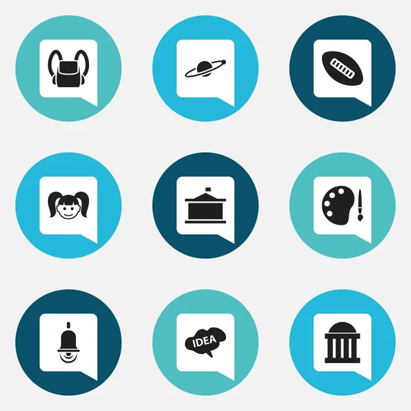 Set de 9 iconos editables de la universidad. Incluye símbolos tales como univercidad, astrología, sala de audiencias y más. Puede ser utilizado para el diseño de la tela, móvil, interfaz de usuario e infografía . — Vector de stock