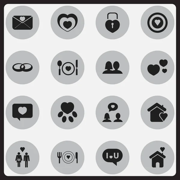 Conjunto de 16 Ícones de Coração Editáveis. Inclui símbolos como Confissão, Talheres, Dartboard e muito mais. Pode ser usado para Web, Mobile, UI e design infográfico . —  Vetores de Stock
