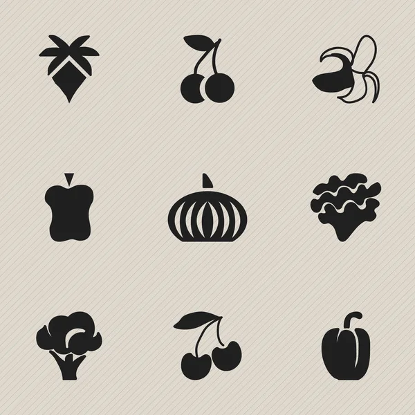 Set de 9 iconos de postre editables. Incluye símbolos como el paraíso manzana, palma, calabaza y más. Puede ser utilizado para el diseño de la tela, móvil, interfaz de usuario e infografía . — Vector de stock